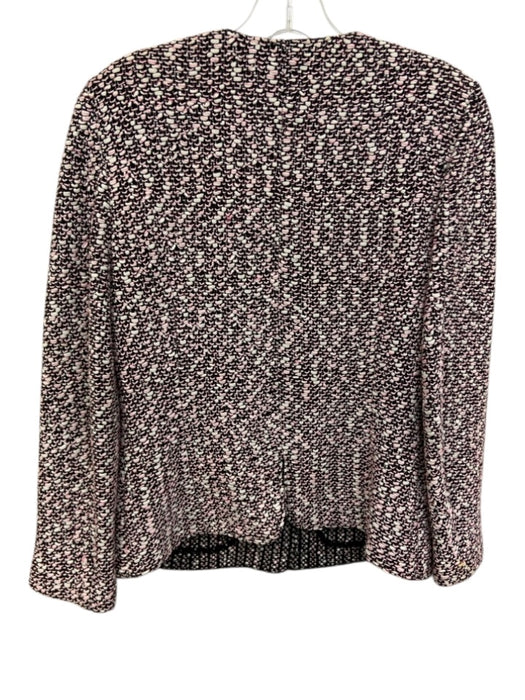 St. John Size 4 White, Pink, Black Wool & Rayon Long Sleeve Knit Skirt Set White, Pink, Black / 4