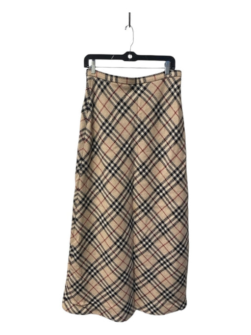 Burberry Size 12 Beige, Black, Burgundy Wool Plaid Back Zip Maxi High Rise Skirt Beige, Black, Burgundy / 12