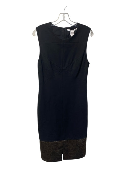 Diane Von Furstenberg Size 12 Black & Gold Viscose Scoop Neck Sleeveless Dress Black & Gold / 12