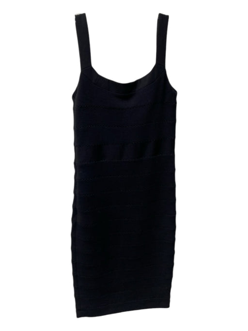 Diane Von Furstenberg Size 12 Black Wool Straight Neck Sleeveless Dress Black / 12