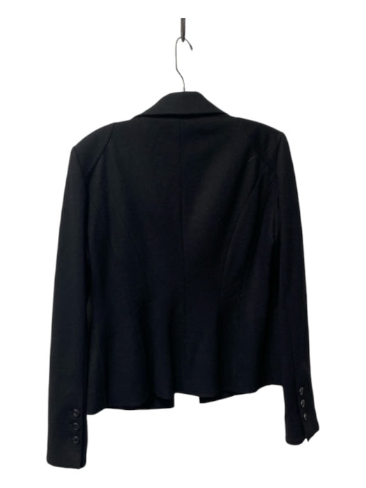 Diane Von Furstenberg Size 12 Black Wool Blend Collared Long Sleeve Jacket Black / 12