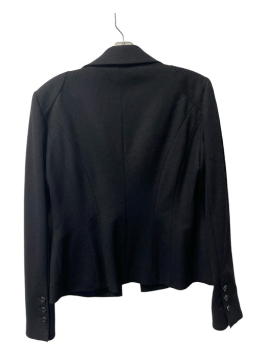 Diane Von Furstenberg Size 12 Black Wool Blend Collared Long Sleeve Jacket Black / 12