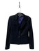 Diane Von Furstenberg Size 12 Black Wool Blend Collared Long Sleeve Jacket Black / 12