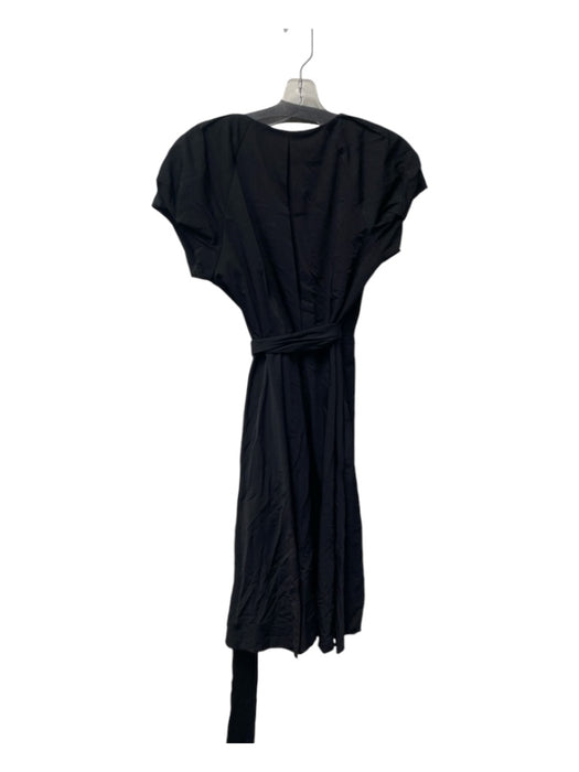 Diane Von Furstenberg Size 8 Black Nylon Blend Puff Sleeves Wrap Front Dress Black / 8