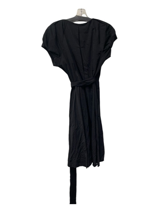 Diane Von Furstenberg Size 8 Black Nylon Blend Puff Sleeves Wrap Front Dress Black / 8