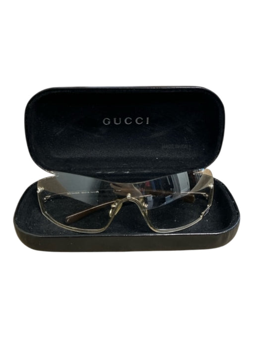 Gucci Clear Metal S Shield Aviator Tinted Silver accent Sunglasses Clear