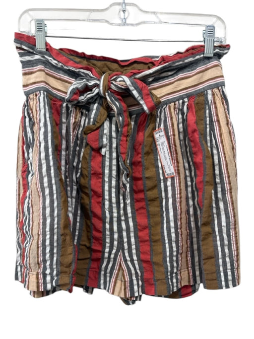 Ulla Johnson Size 6 White, Red, Multi Cotton Striped Zip Fly Shorts White, Red, Multi / 6