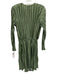 Buru Size M Green Polyester Pleated Long Sleeve Deep V Dress Green / M
