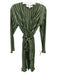Buru Size M Green Polyester Pleated Long Sleeve Deep V Dress Green / M