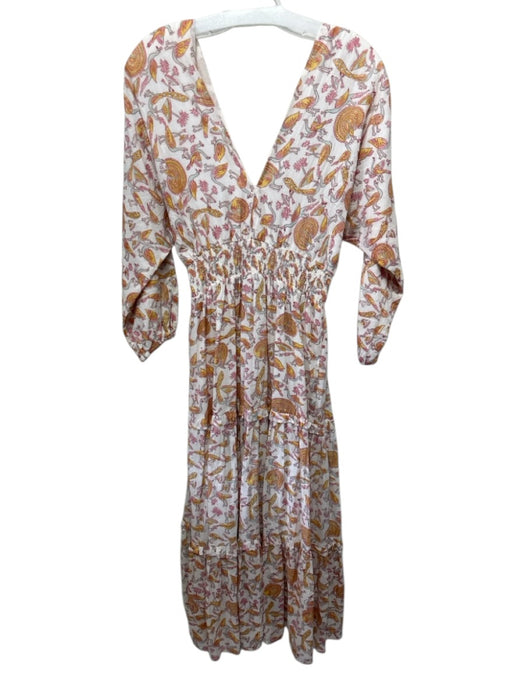 Perry Walker Size 1 White, Yellow, Multi Cotton Bird Print Smocked Detail Dress White, Yellow, Multi / 1