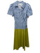 Tanya Taylor Size 6 Green, Blue, White Cotton Striped One Button Dress Green, Blue, White / 6