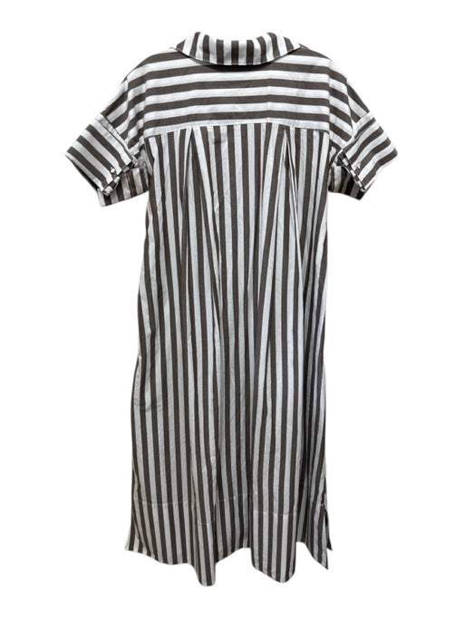 Banana Republic Size XS/S Brown & White Cotton Striped Quarter Button Dress Brown & White / XS/S