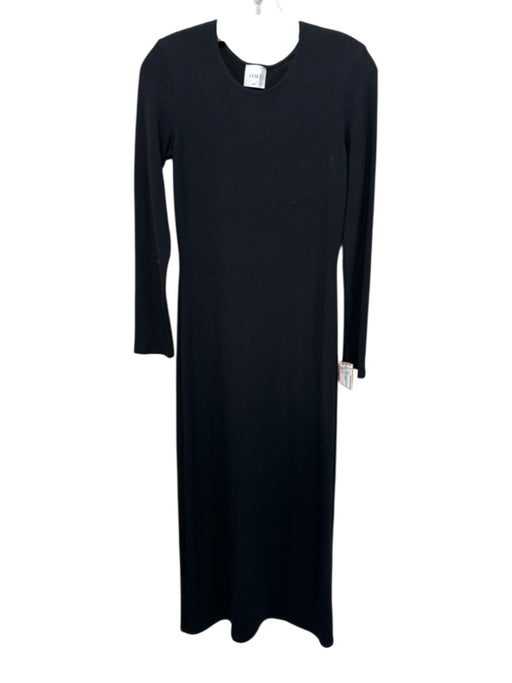 Leset Size S Black Polyester & Rayon Ribbed Long Sleeve Dress Black / S