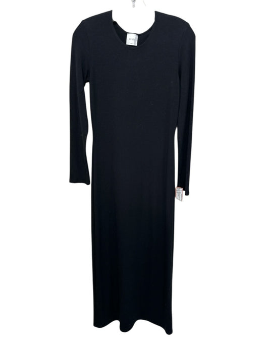Leset Size S Black Polyester & Rayon Ribbed Long Sleeve Dress Black / S