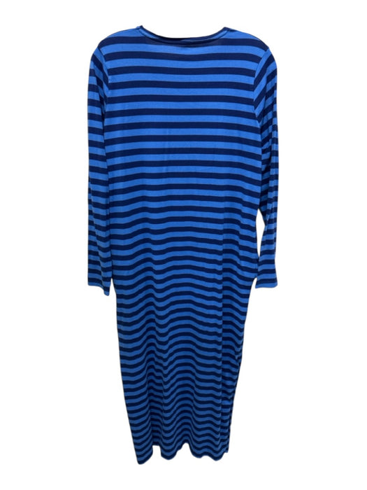 Ann Mashburn Size S Blue Cotton Striped Long Sleeve Leg Slit Dress Blue / S