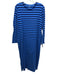 Ann Mashburn Size S Blue Cotton Striped Long Sleeve Leg Slit Dress Blue / S