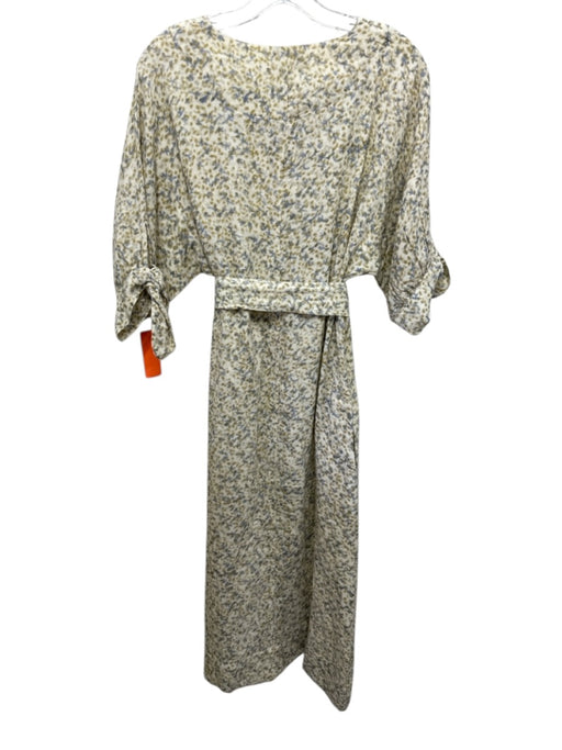 Mirth Size S Ivory, Blue, Multi Cotton Abstract Floral Long Sleeve Dress Ivory, Blue, Multi / S