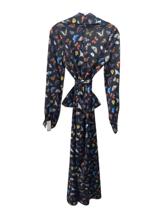 Meghan Fabulous Size S Black, Blue, Multi Cotton & Nylon Butterfly Print Dress Black, Blue, Multi / S