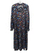 Meghan Fabulous Size S Black, Blue, Multi Cotton & Nylon Butterfly Print Dress Black, Blue, Multi / S