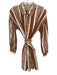 Cleobella Size Small Brown & White Cotton & Linen Long Sleeve Button Front Dress Brown & White / Small