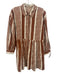 Cleobella Size Small Brown & White Cotton & Linen Long Sleeve Button Front Dress Brown & White / Small