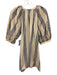 Staud Size Small Beige & Blue Cotton Blend Half Sleeve Striped Pockets Dress Beige & Blue / Small