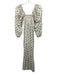 XiRENA Size Small White & Navy Blue Cotton Long puff sleeve Paisley Maxi Dress White & Navy Blue / Small