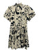 Hunter Bell Size XS Beige & Black Cotton Short Ruffle Sleeve Elastic Waist Dress Beige & Black / XS