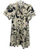 Hunter Bell Size XS Beige & Black Cotton Short Ruffle Sleeve Elastic Waist Dress Beige & Black / XS