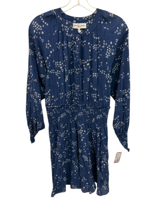 Apiece Apart Size Small Blue, White, Black Cotton Long Sleeve Floral Dress Blue, White, Black / Small