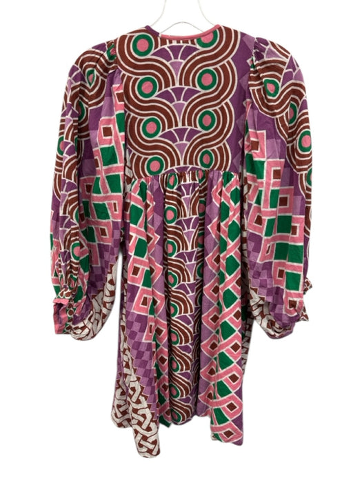 Mille Resort & Travel Size Small Purple, Pink, Green Cotton Long Sleeve Dress Purple, Pink, Green / Small