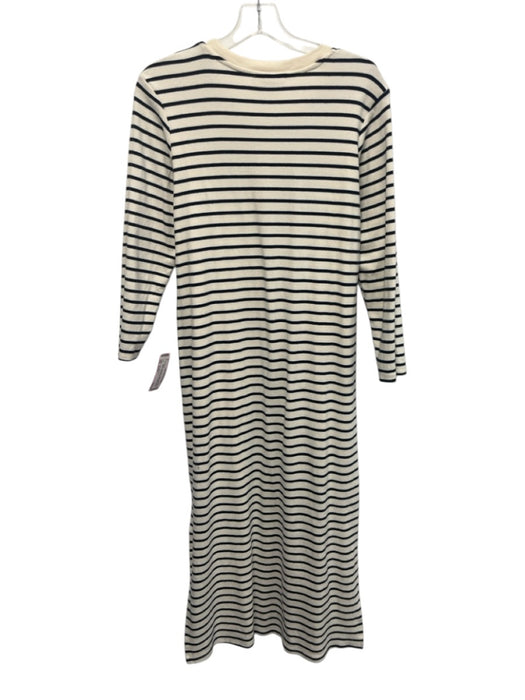 Pomander Place Size Small White & Navy Blue Cotton Blend Long Sleeve Dress White & Navy Blue / Small