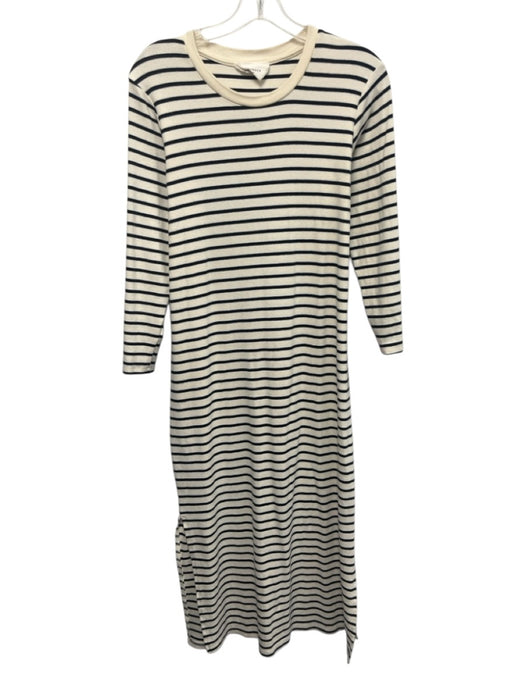 Pomander Place Size Small White & Navy Blue Cotton Blend Long Sleeve Dress White & Navy Blue / Small