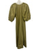 Staud Size Small Olive Green Cotton Blend Half Puff Sleeve Button Front Dress Olive Green / Small
