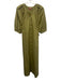 Staud Size Small Olive Green Cotton Blend Half Puff Sleeve Button Front Dress Olive Green / Small