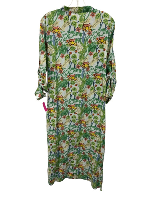 Bindu Size Small Green, Red, Blue print Cotton Long Sleeve Plants & Fruit Dress Green, Red, Blue print / Small