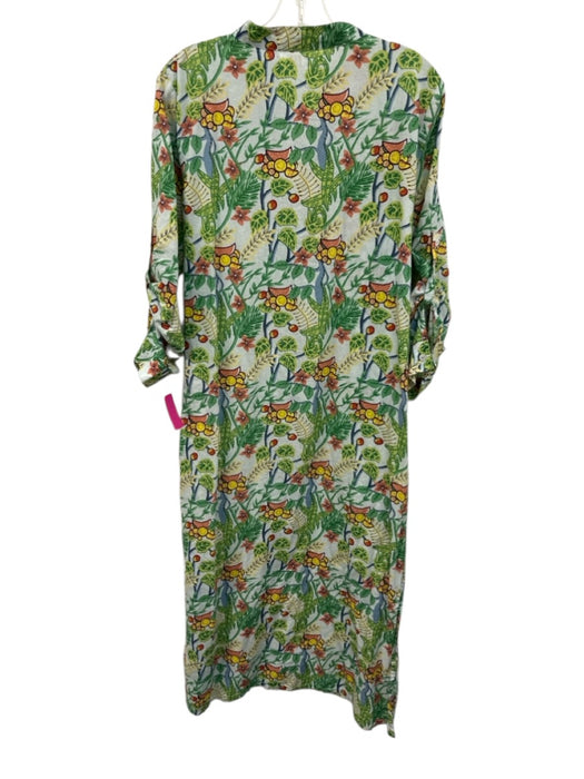 Bindu Size Small Green, Red, Blue print Cotton Long Sleeve Plants & Fruit Dress Green, Red, Blue print / Small