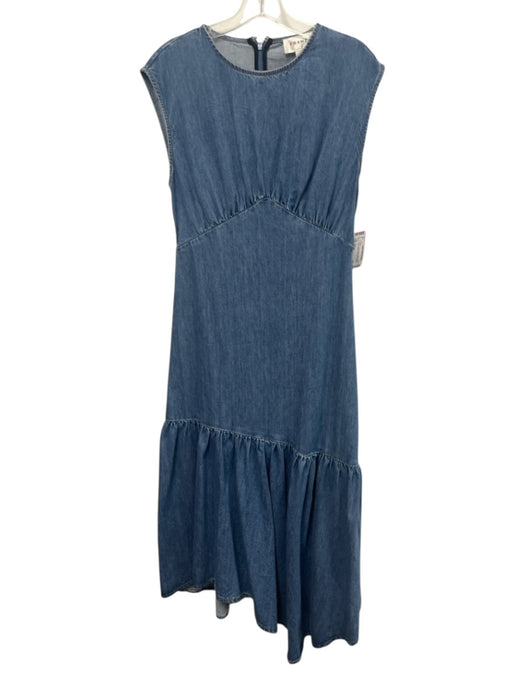 Frame Size Small Medium Wash Cotton Denim Sleeveless Gathered Tiered Midi Dress Medium Wash / Small