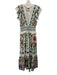 Farm Rio Size Medium White & Multi Cotton Ruffle Cap Sleeve Floral Dress White & Multi / Medium
