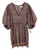 Hunter Bell Size Medium Pink, Purple, Gray Cotton Short Puff Sleeve Floral Dress Pink, Purple, Gray / Medium