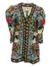 Farm Rio Size Small Blue, Red, Brown Cotton Long puff sleeve Floral Dress Blue, Red, Brown / Small