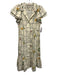 Tuckernuck Size Small Cream White & Multi Cotton Short Ruffle Sleeve Dress Cream White & Multi / Small