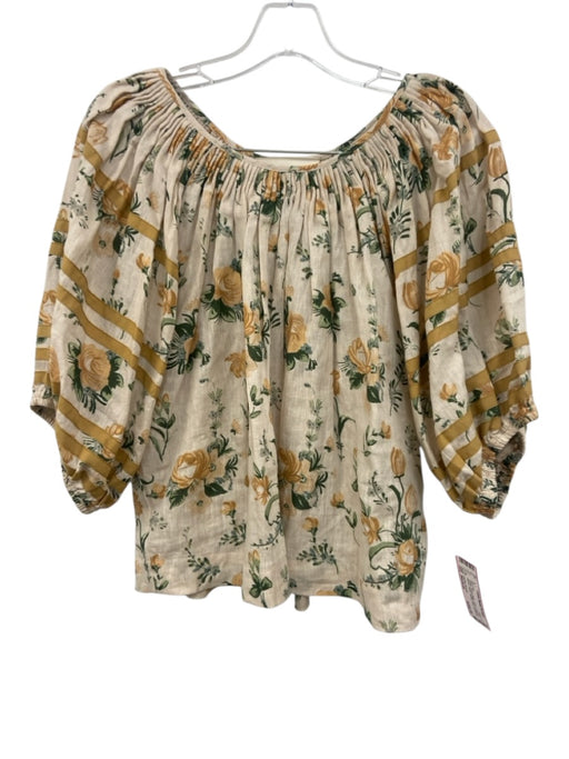 Loeffler Randall Size Medium Yellow, Green, Beige Linen Floral Pleated Skirt Set Yellow, Green, Beige / Medium