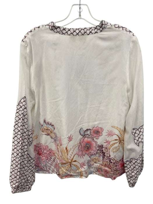 Anna Cate Size Medium White, Pink, Blue Cotton Blend Long Sleeve Short Set White, Pink, Blue / Medium