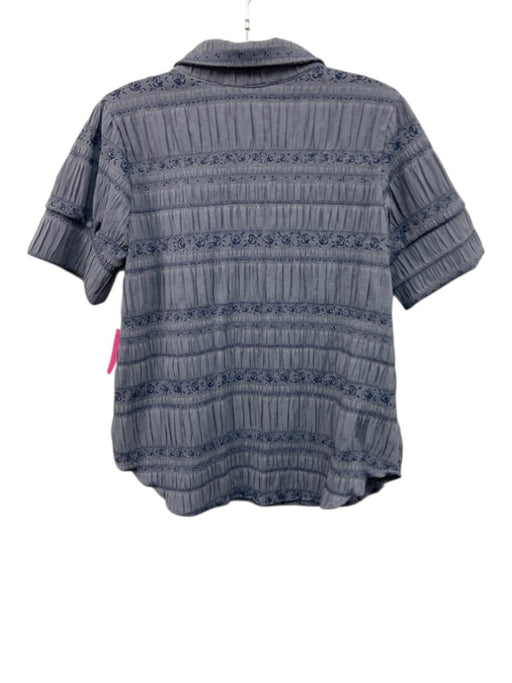 Never a Wallflower Size Small Blue Cotton Blend Short Puff Sleeve Polo Skirt Set Blue / Small