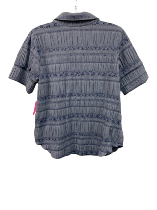 Never a Wallflower Size Small Blue Cotton Blend Short Puff Sleeve Polo Skirt Set Blue / Small
