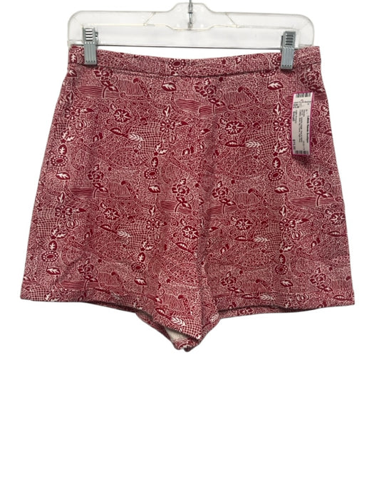 Julia Armory Size Small Red & White Cotton Side Zip Floral High Rise Shorts Red & White / Small