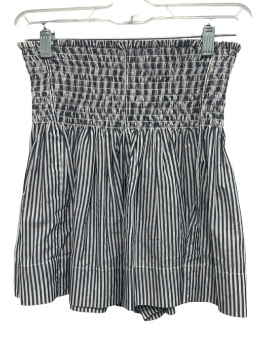 Koch Size Small White & Blue Tencel Blend Smocked Waist Band Striped Shorts White & Blue / Small