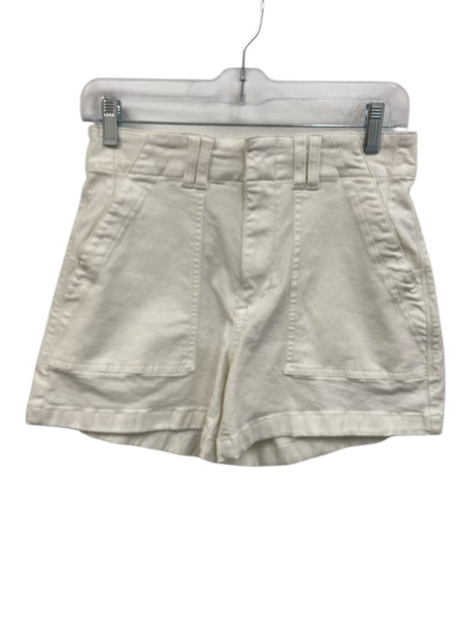 Pistola Size 27 Cream White Cotton Blend High Rise Patch Pocket Shorts Cream White / 27
