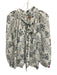 Innika Choo Size 1 Blue, Green, White Cotton Long Sleeve Floral V Neck Top Blue, Green, White / 1